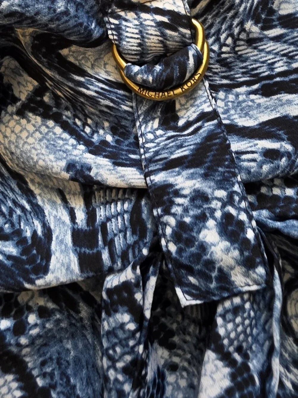 Michael Kors Blue and White Snake-Print Top
